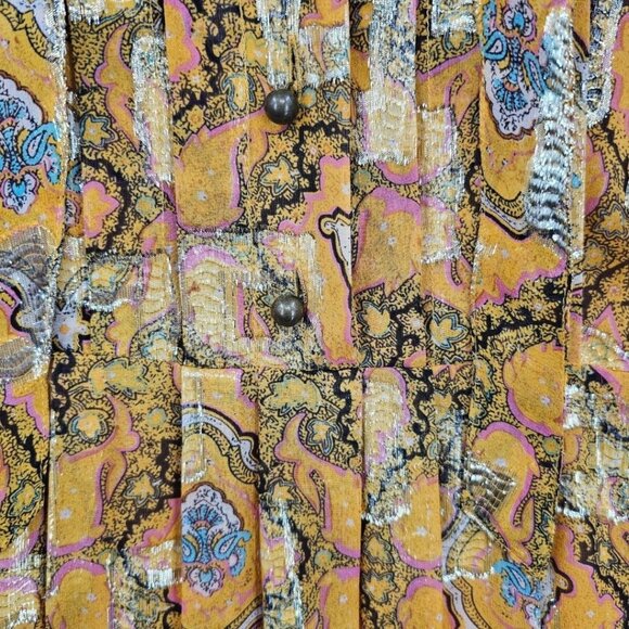 Anthropologie HD in Paris Womens 4 Goldspun Paisley Silk Blend Dress - Picture 7 of 16